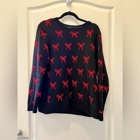 Charter Club Sweaters - Charter club - HOLIDAY SWEATER black and red bow tie sweater - large petit